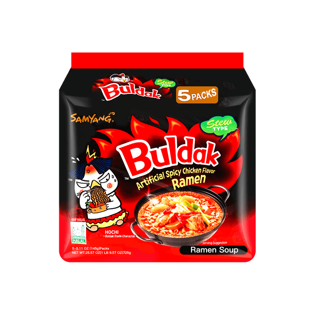 Korean Buldak Noodles Stew-Type Ramen - Hot Chicken Flavor, 5 Packs* 5.11oz【Trending on TikTok】