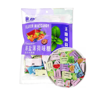 무설탕 바다 소금 민트 캔디, 혼합 과일 맛, 200g (7.05oz)【상쾌한 숨결】