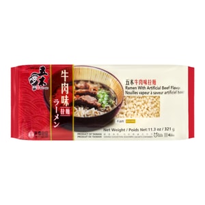 台湾五木 牛肉味拉面 非油炸 速食方便面 4片入 321g