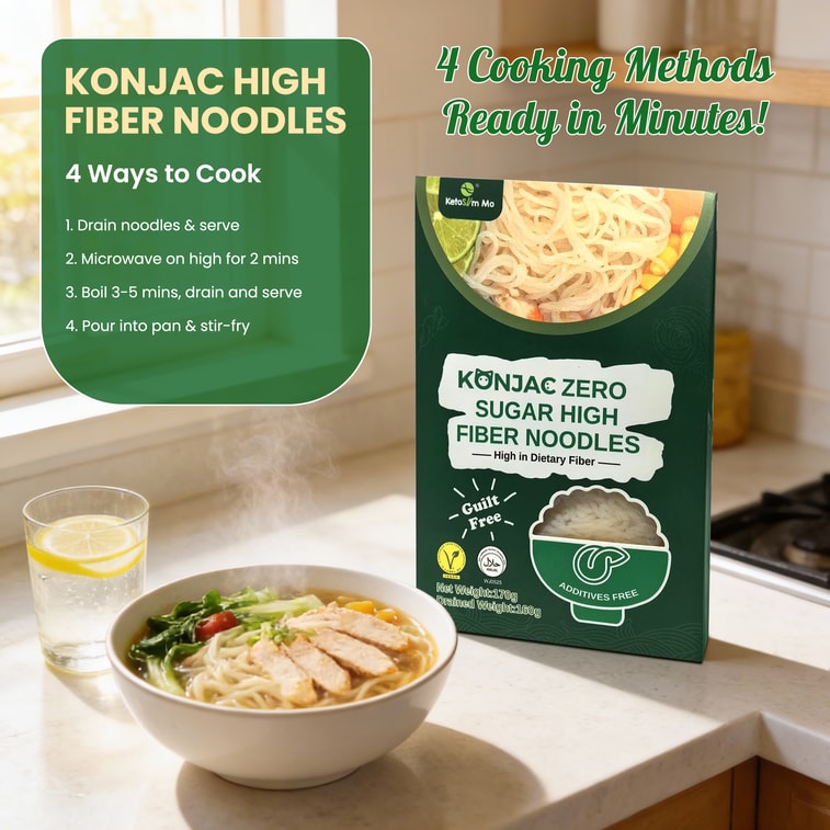 Healthy Dried Konjac Noodles - natural low-calorie gluten-free zero sugar and high-fiber substitute for noodles 170g 8