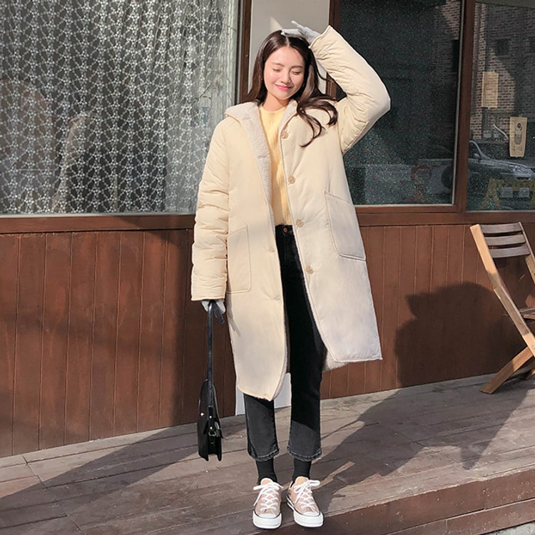 Chic Women Winter Wool Parka Korean Lapel Loose Oversize Long