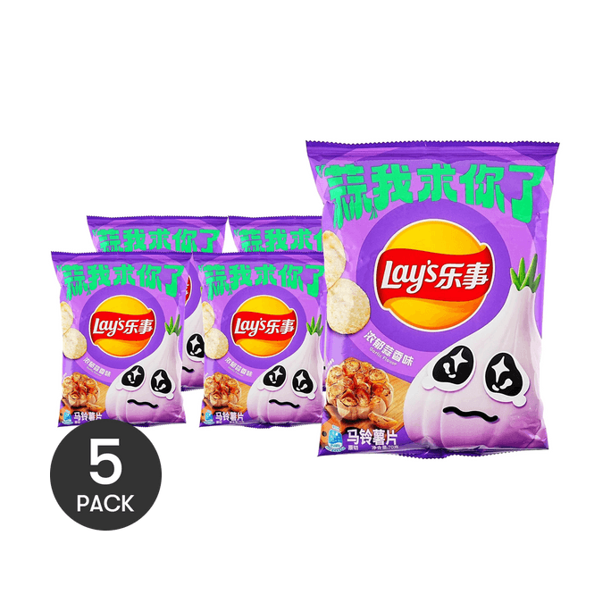 大陸版LAY'S樂事 洋芋片 濃鬱蒜香味 70g *5【5份超值裝】
