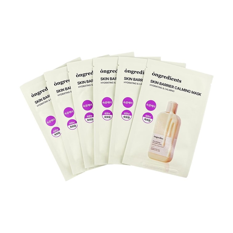 스킨 배리어 카밍 마스크, 6매 - 수분 공급 및 진정, 건성/민감성 피부용, 48시간 깊은 보습 및 붉은 기 완화 6