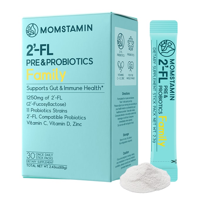 MOMSTAMIN 2'-FL HMO プレバイオティックおよびプロバイオティック パウダー 1250 mg HMO IBS 軽減 - 30 カウント