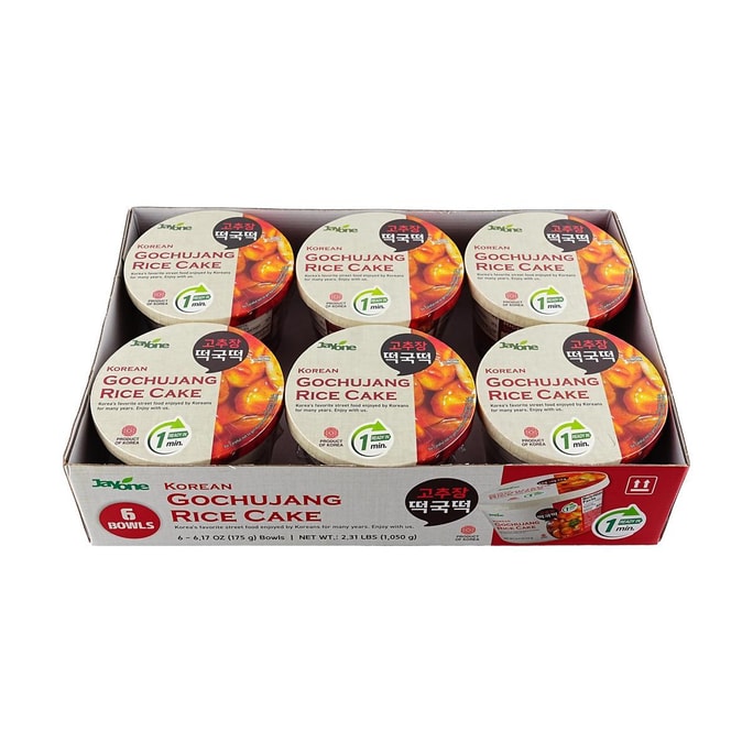 Tteokbokki - Korean Gochujang Rice Cake , 6.17 oz * 6 Bowls