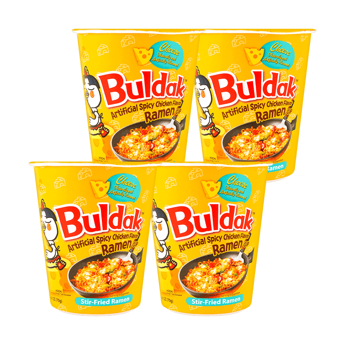 불닭볶음면 볶음라면 매운맛 치킨치즈맛 라면 - 컵라면, 4팩* 2.46oz【밸류팩】