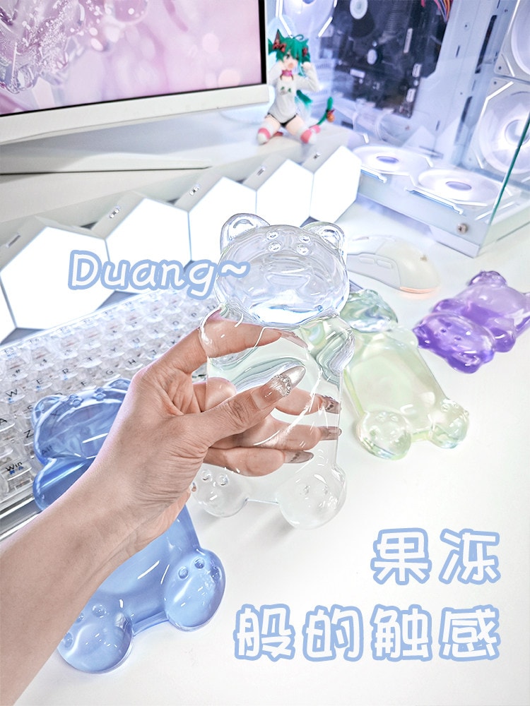 【中国直邮】 狐尾甄选 软糖小熊鼠标腕托 电脑 高颜值 办公 游戏 防滑 护腕 家用 - 透明 1个