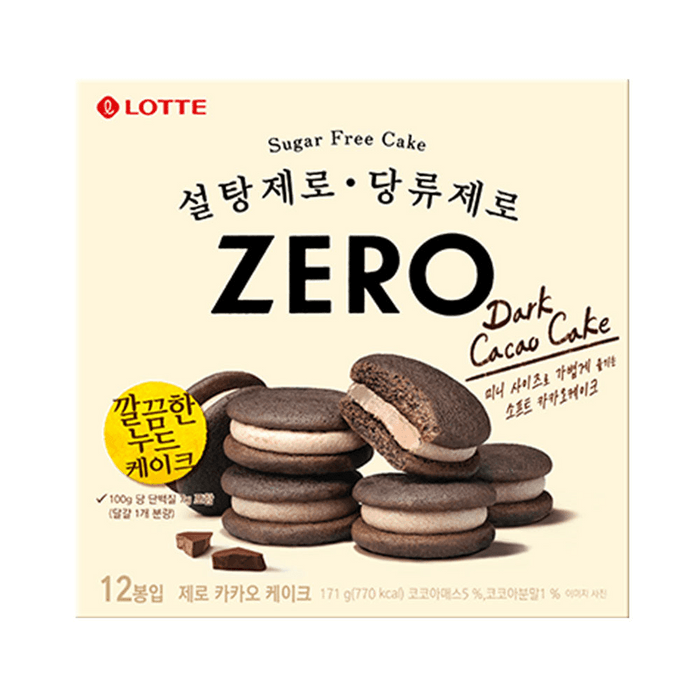 Lotte Zero Dark Cacao Cake (Sugar Free) 14.25g x 12p