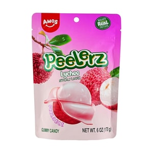 Peelerz Peeling Gummy Candy ,Lychee Flavor, 6oz【Made With Real Fruit Juice】