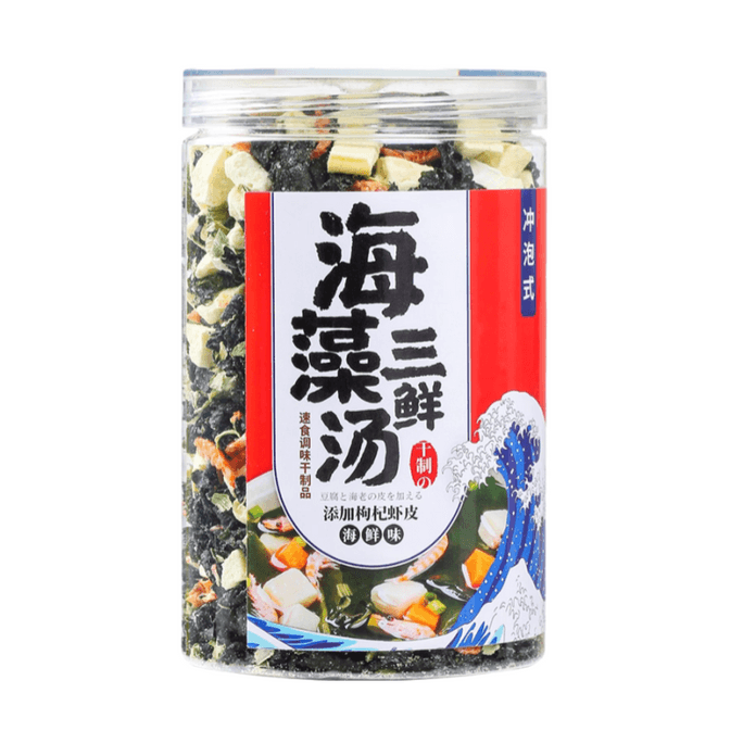 【中國直郵】 飯糰媽媽 威海特產裙帶菜蝦皮速食湯紫菜湯料包90g*1罐