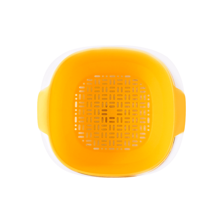 摩登主妇 双层加厚塑料洗菜盆沥水篮 多功能果蔬清洗收纳筐 透明芒果黄两件套 3