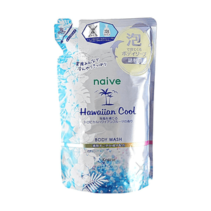 日本KRACIE Naive 夏威夷酷爽泡沫沐浴露补充装 热带水果香 480ml【100%植物洗净成分】【清凉薄荷感】