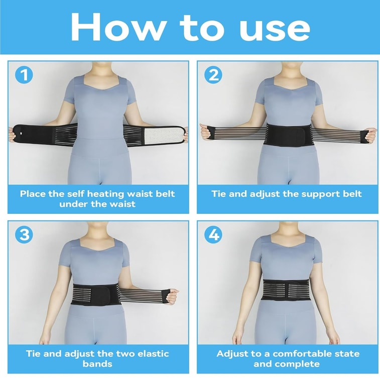 Back Support with Magnet, Tourmaline Magnetic Back Braces for Lower Back Pain Relief, Self Heating & Soothing Waist Band, Lumbar Support Belt for Herniated Disc/Sciatica (Medium) 11