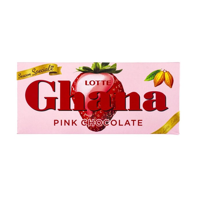 日本LOTTE乐天 GHANA 粉红巧克力 草莓味 45g【季节限定 酸酸甜甜】 