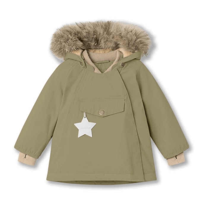 MINI A TURE Kids WANG Winter Jacket With Fur Hat - Aloe Green 4Y/104cm