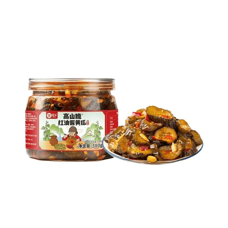 【中国直邮】 屋头 下饭菜高山脆红油酱黄瓜380g*1瓶