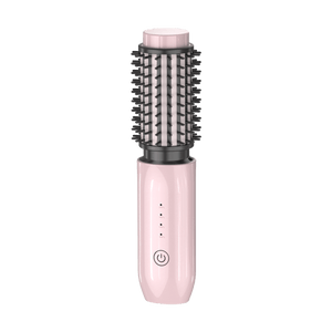 Cordless Curling Brush, Romantic Pink, Universal Classic Frizz Tamer | Lightweight & Flight-Friendly