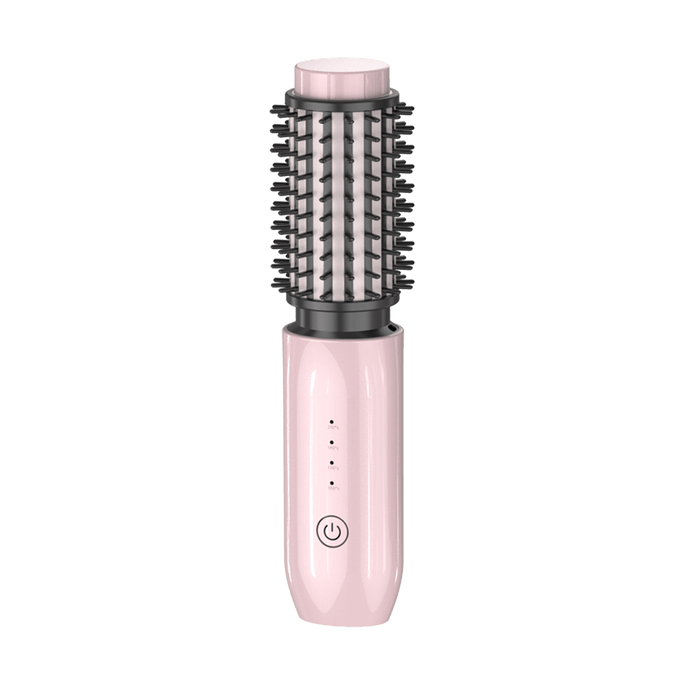 Cordless Curling Brush, Romantic Pink, Universal Classic Frizz Tamer | Lightweight & Flight-Friendly