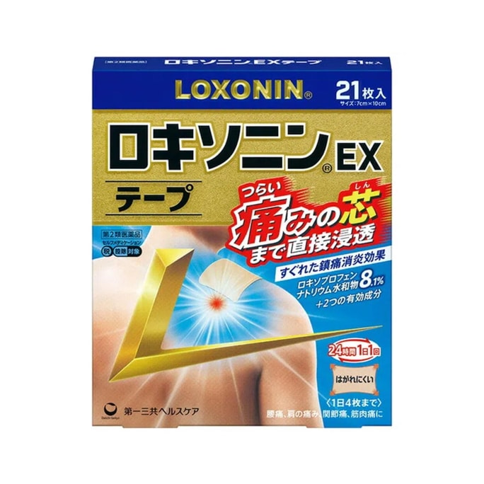 TRANSINO Loxonin Ex Tape Pain Relief Patches 21 Pcs