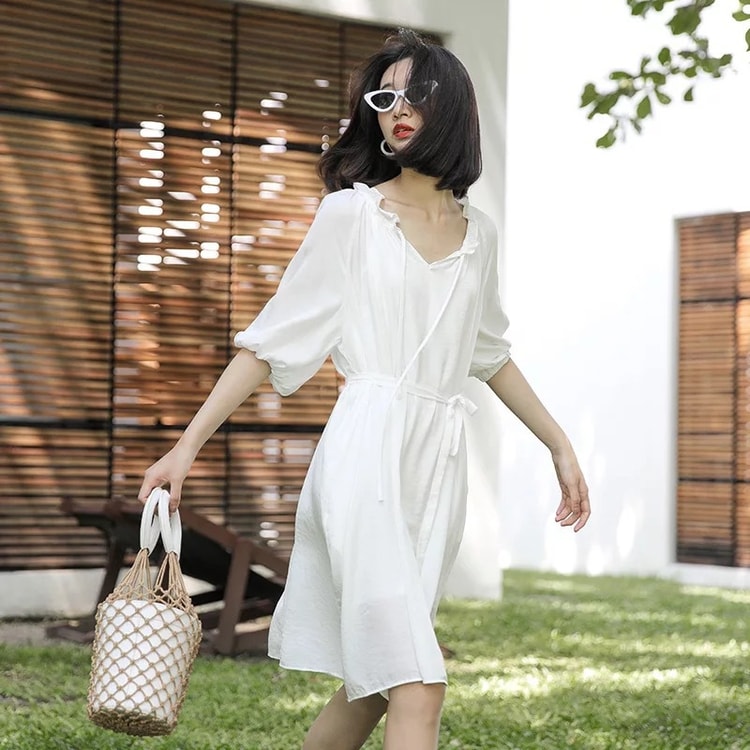 chiffon vest dress MOMO & MOLLY High quality homemade loose chiffon dress vest + skirt  Apricot One-size
