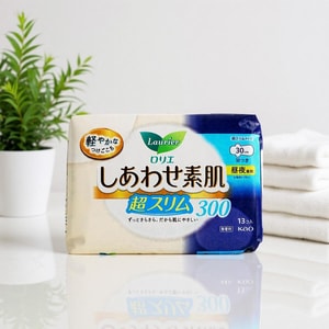 日本KAO花王 LAURIER乐而雅  F超薄超透气系列 敏感肌适用棉柔卫生巾 加长日用 300mm 13片入