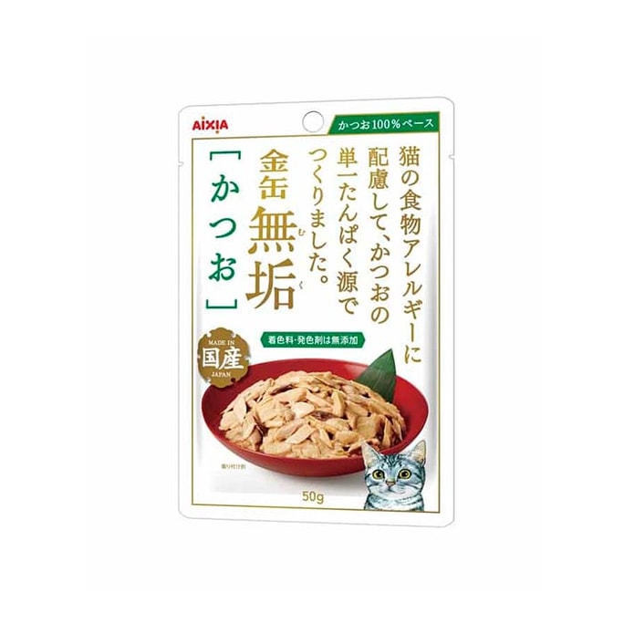 【日本直送】アシヤ ゴールド缶 ピュアシリーズ 猫用ウェットフード パウチ 50g【かつおぶし】