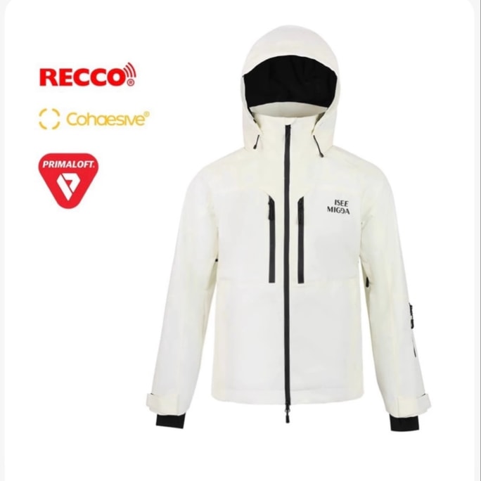 【中國直郵】 ISEEMIGGA 【寒武紀】25新款滑雪服男女同款3L全壓膠加棉雪服套裝 白s上衣