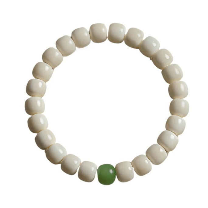 Natural Bodhi Hand String White Jade Female Round Finger Soft Play Single Circle Green Bodhi *1 Piece