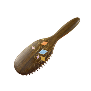 TAN MUJIANG LATTICE CUSHION HAIR BRUSH 1 PC