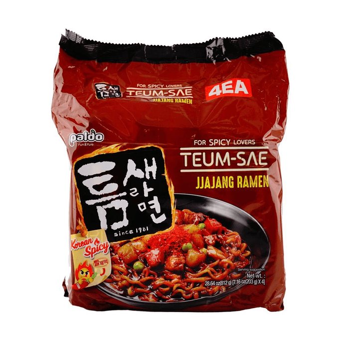 Teumsae Jjajang Ramen - Spicy Noodles with Black Bean Sauce, 4packs* 7.16oz