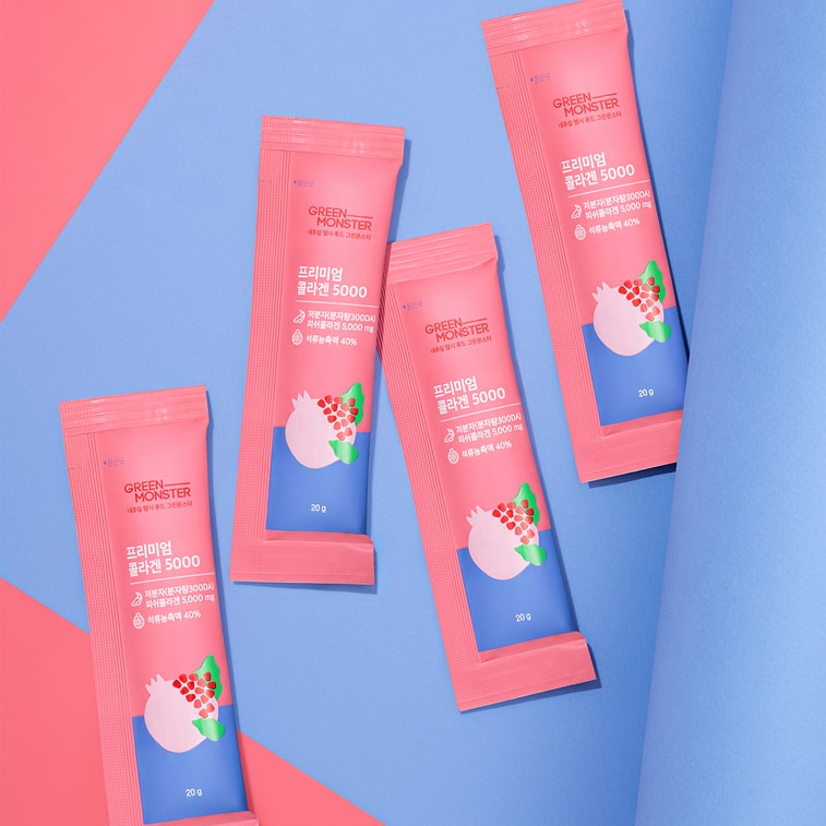 韓国 [グリーンモンスター] 深海魚コラーゲン 赤ザクロゼリーバー 5000 - 15パック 3