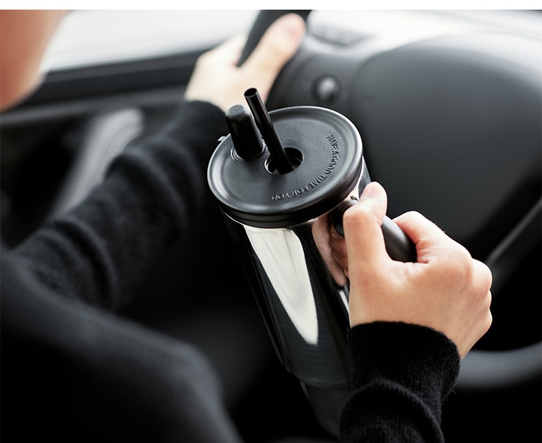 OLAYKS 【Modèle de Hou Minghao】 Thermos de voiture, grande capacité, avec paille 【Doublure en acier inoxydable 316, anti-fuite, isolation thermique】 Tasse à poignée haute esthétique, pour le travail et les déplacements, 680 ml