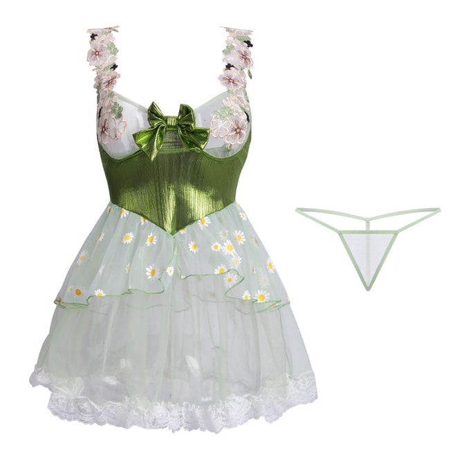 Fun Lingerie Sexy Fantasy Daisy Princess Puff Skirt Set Green One Size