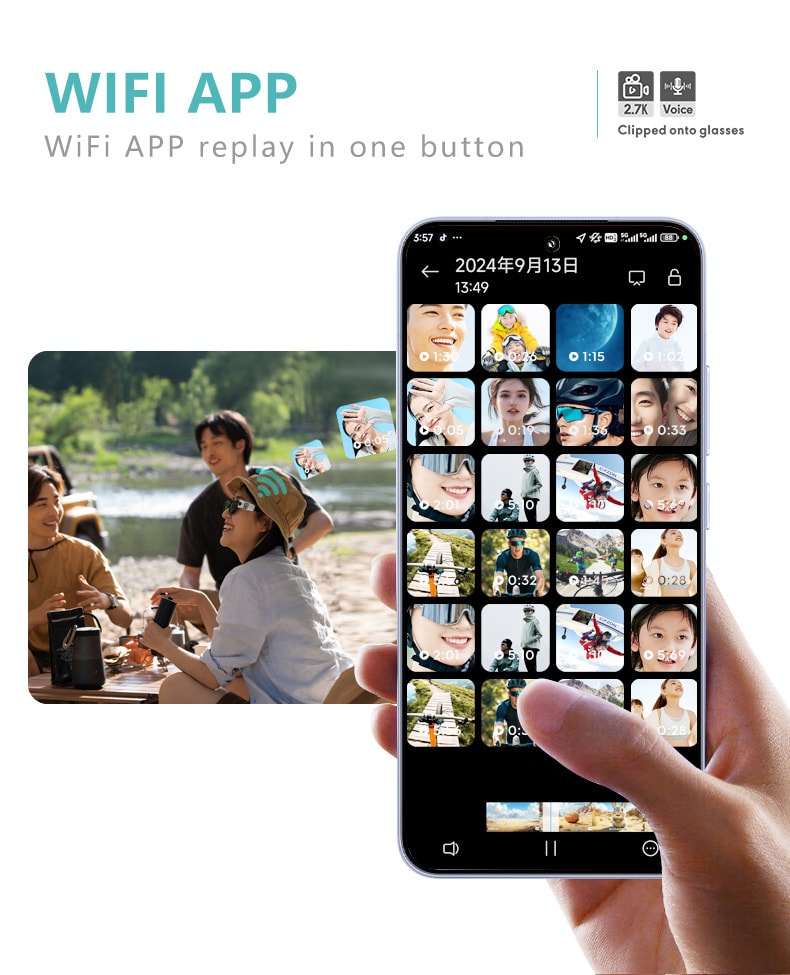 【中国直邮】 晶雅家 旅行骑行记录神器!1080P WiFi 眼镜运动相机 含 128G 内存卡 白色一套装