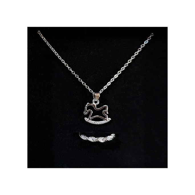 New Country Style Carousel 2set #Silver Necklace + Ring