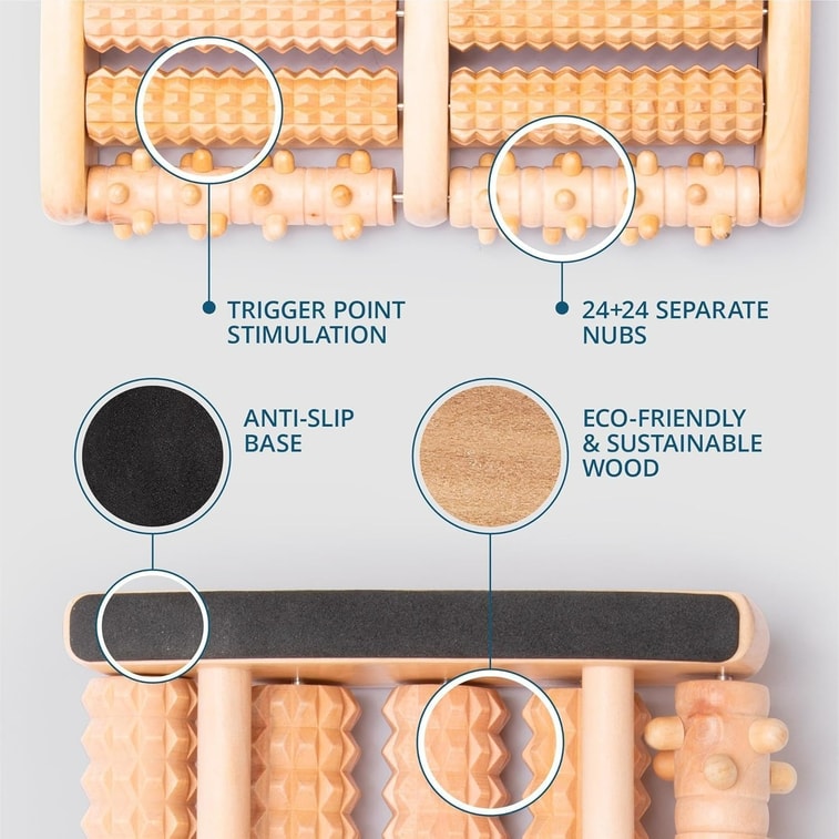 Foot Massager for Neuropathy & Plantar Fasciitis Relief - Mom Gifts for Women & Gifts for Dad, Wooden Foot Roller Massager, Neuropathy Pain Relief for Feet (Includes Reflexology Chart) 5