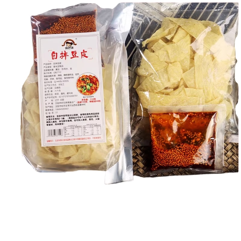 博惠精选 自拌豆皮朝鲜族香辣豆腐皮麻辣凉菜老式自拌油豆皮童年零食150g/袋