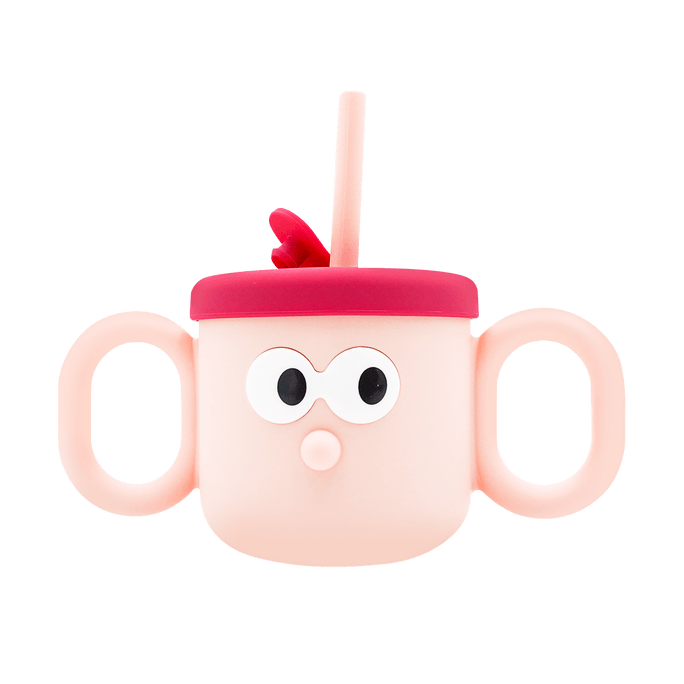 Kids Baby Stainless Steel Straw Cup with Handles Pink