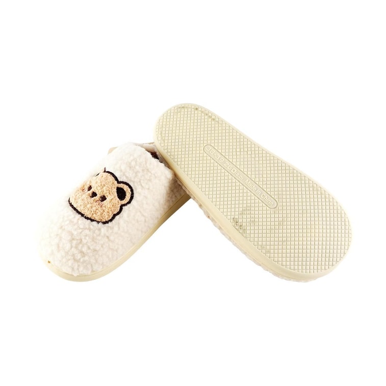 Winter Warm Bear Slippers White Thick-soled Non-slip Size 5.5-6 5