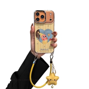 [중국 직배송] Qintaitai (17pro) 거울 귀여운 마법 지팡이 별 모양 휴대폰 케이스 끈 화장 거울 노란색 줄무늬 * 하트 별 모양 마법 지팡이 + 노란색 가죽 별 펜던트 + 노란색 두꺼운 가죽 팔찌 1세트