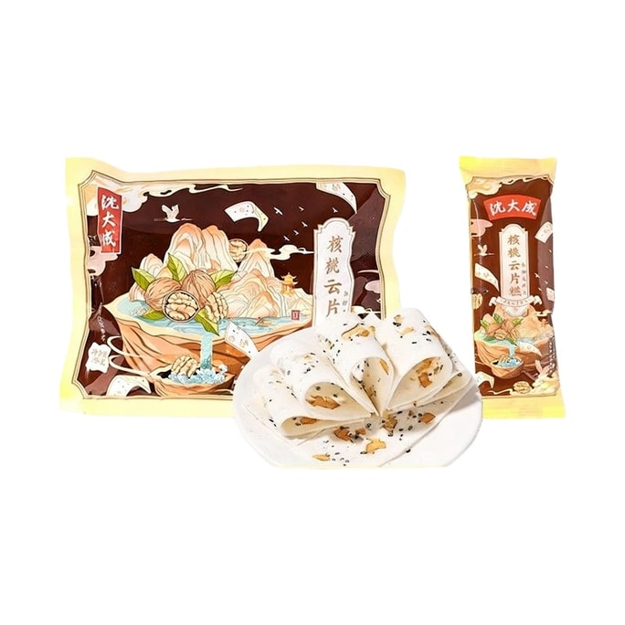 【中国直邮】 沈大成 老字号手工核桃云片糕 198g 独立5小袋 软糯清甜桃片米糕 上海特产怀旧解馋零食小吃【60天短保】