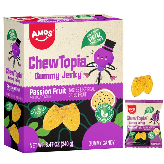 Amos Mango Gummy Jerky ChewTopia – Vegan Chewy Fruit Snack Chew Topia Tastes Like Real Dried Mango 8.47oz