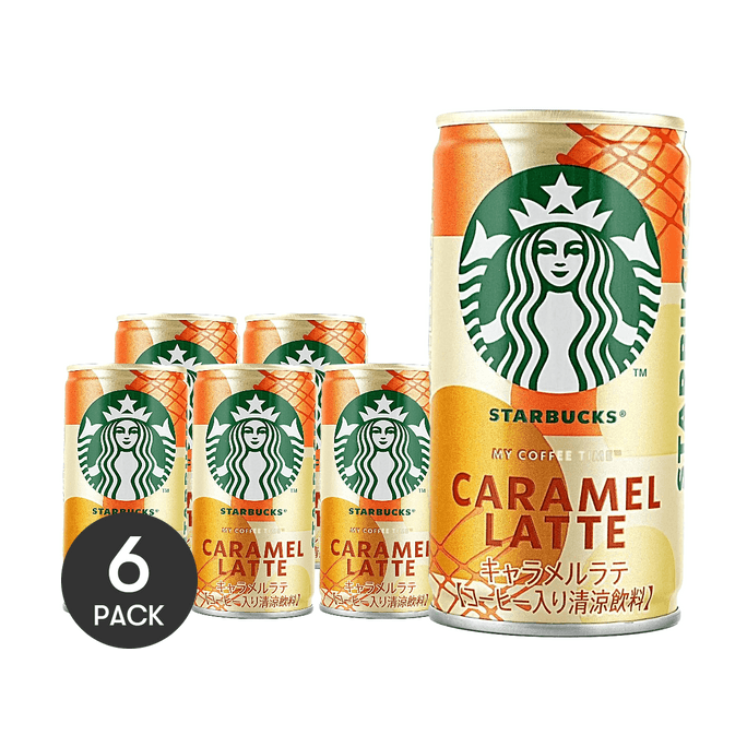 日本版STARBUCKS星巴克 My Coffee Time焦糖拿铁咖啡饮料 185ml *6【6份超值装】【经典纤体罐装 浓郁焦糖香气】