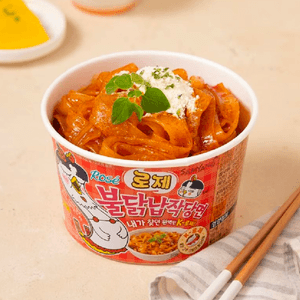 K- Rose Buldak Stir - Fried Noodle , Artificial Spicy Chicken Flavor Wide Glass Noodle , 5.98 oz