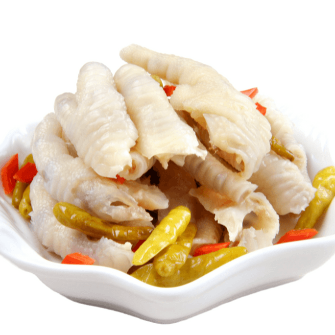  WAI PO JIA  chicken feet (bone-in) about 1 pound  pickled pepper flavor spicy ready to eat