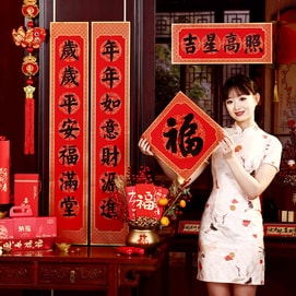 原品生活 2026年新款對聯 12件禮盒裝 1.2m 吉星高照 祝福字門貼喜慶過年氛圍入戶門裝飾窗花 特種紙防曬丙午年立體春聯