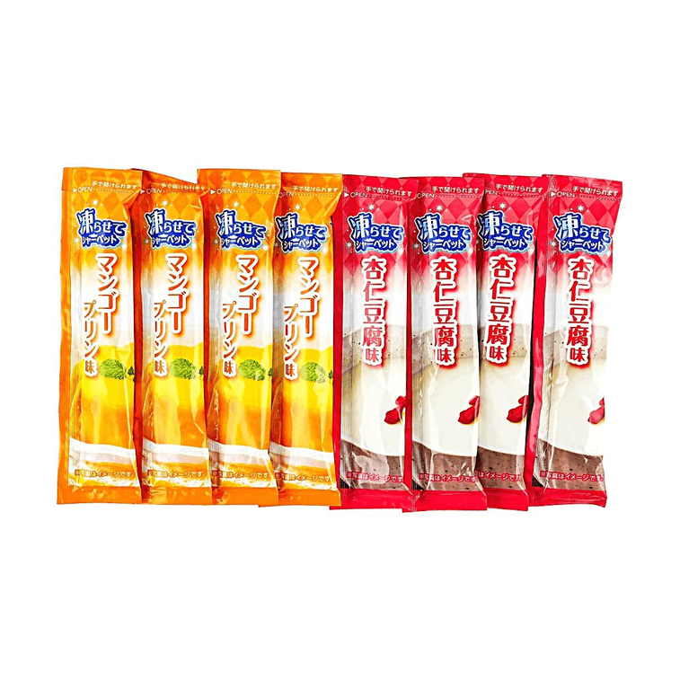 Popsicles Almond Tofu & Mango Pudding Flavor, 8pcs 8.32 oz 【Freeze Before Consuming】 3