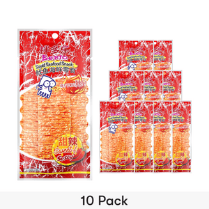 Dried Squid Snack,Sweet&Spicy Flavor, 0.63 oz*10 【10 Packs】[Packaging May Vary]