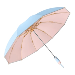 【中國直郵】 HSPM 全自動雨傘折疊高級感防曬防紫外線晴雨兩用遮太陽傘 10骨反向彩膠 蜜桃烏龍