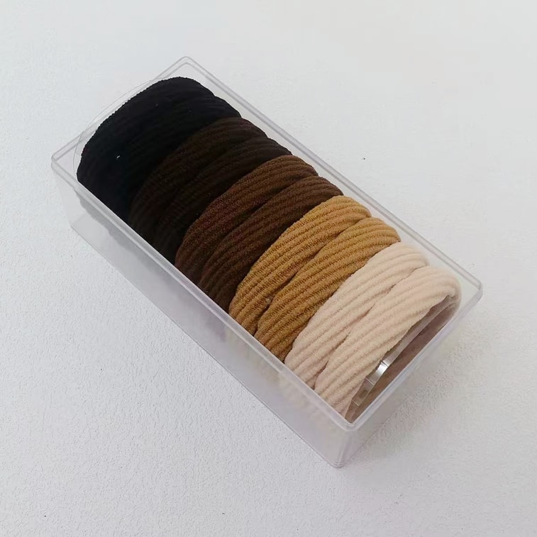 High Ponytail Hair Ties High-Elastic New Hair Bands【Celebrity-Inspired Style】Durable Elastic Hair Ties for Ponytails & Sports Hair Styling #Milk Coffee Ribbed Style 10 Pieces 5